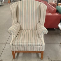 32"W Wing Back Chair in Striped Fabric