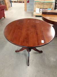 38" Diameter Round Wood Drop Leaf Dining Table