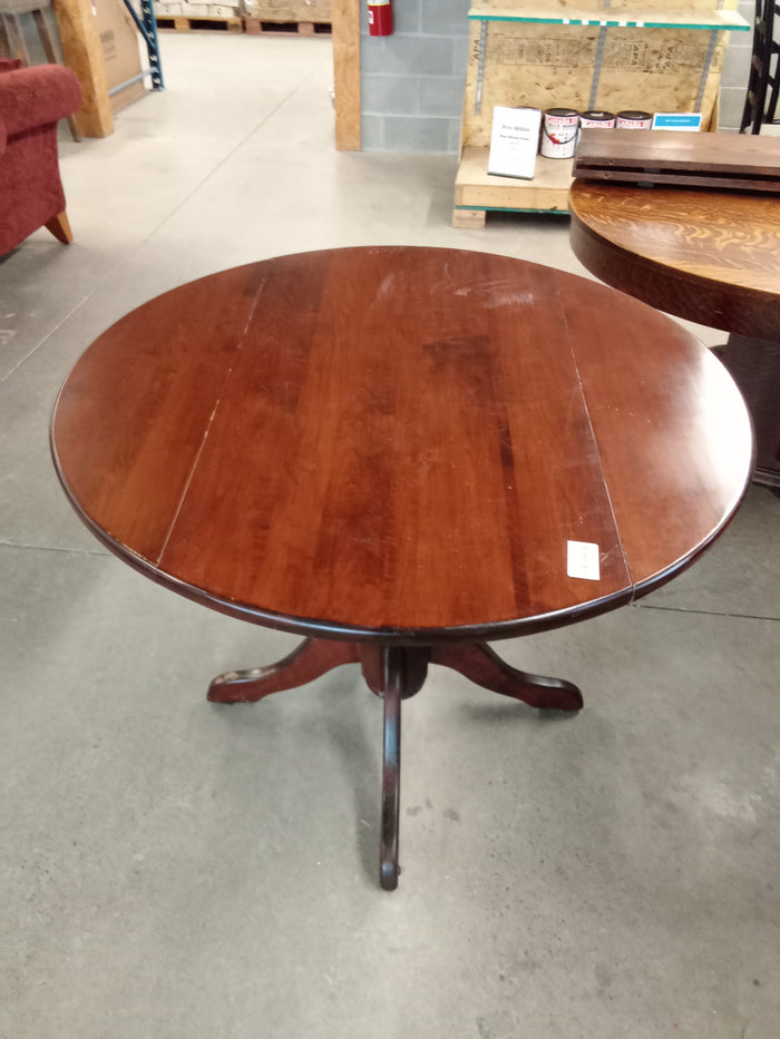 38" Diameter Round Wood Drop Leaf Dining Table