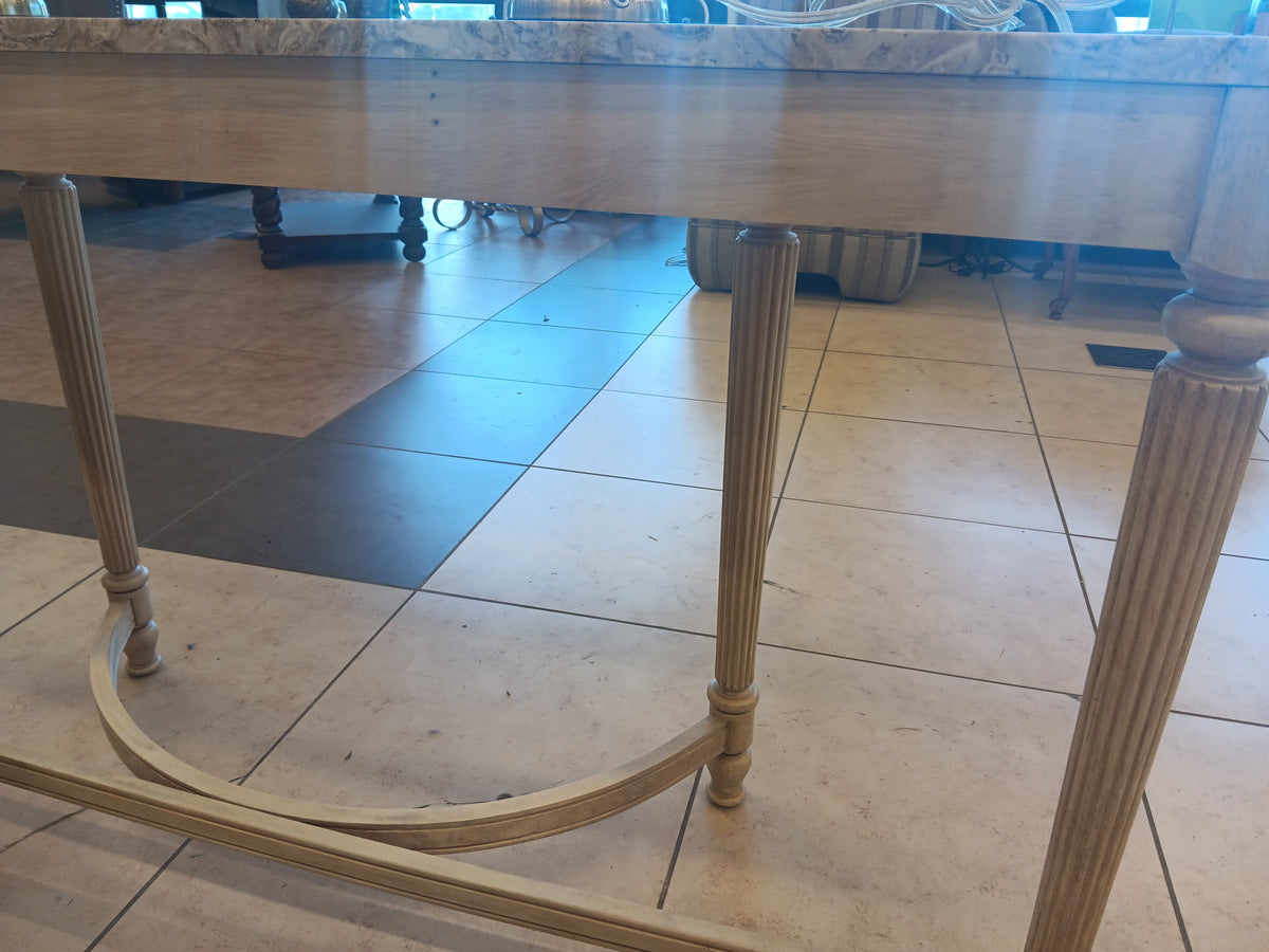 French Marble Top Demi Lune Console Table