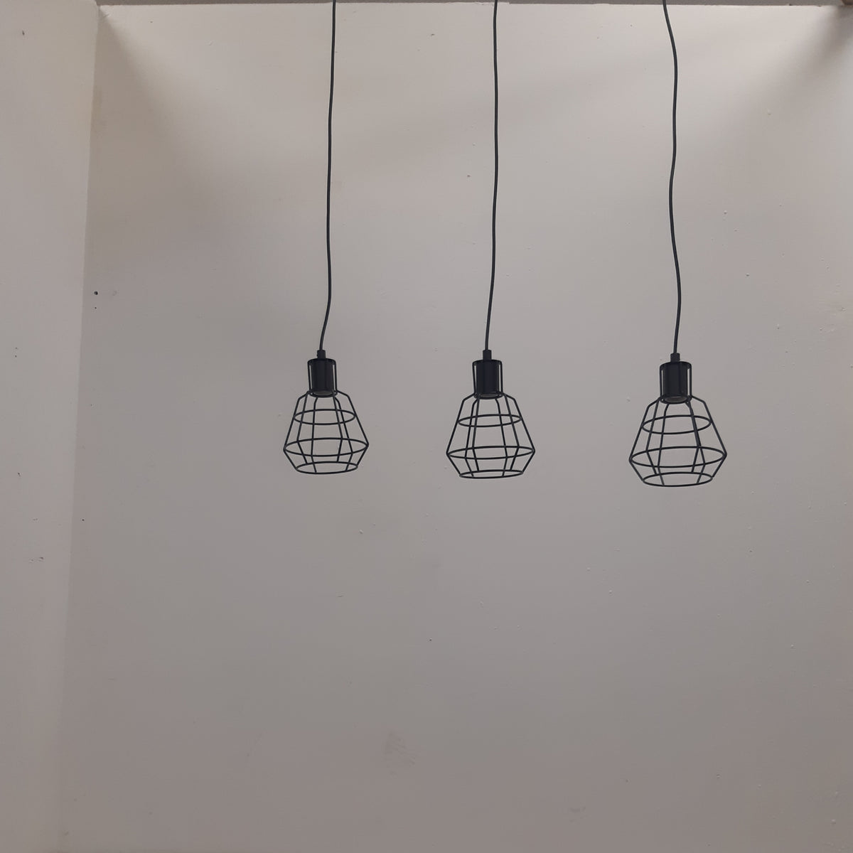 Matt Black 3 Light Pendant