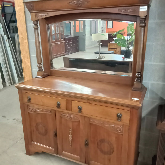 54"W Solid Wood Hutch with Mirror