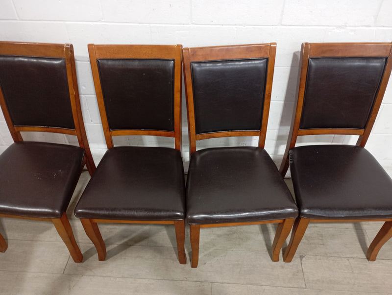 Dark-Brown Pleather Chairs - Set of 4