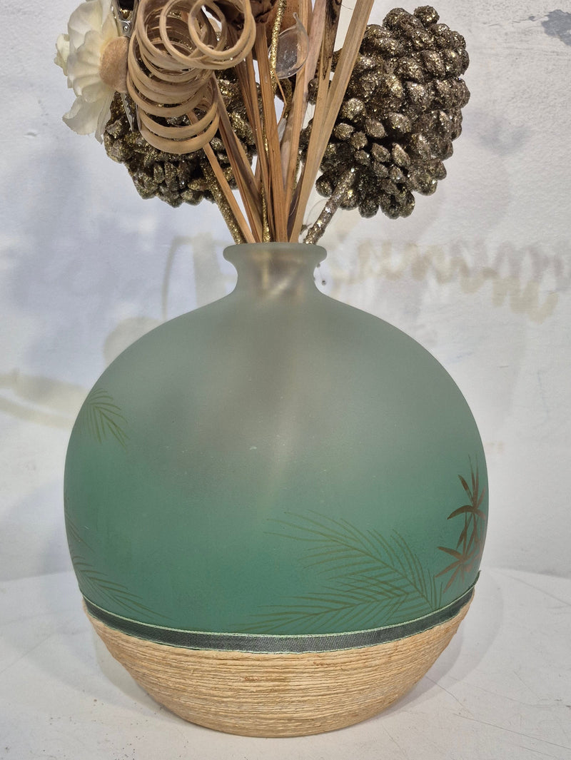 Puntoarte Hand Painted Vase with Dried Flower Arrangement