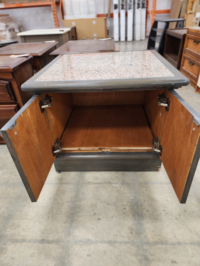 Dark Grey 2 Door cabinet with Faux Marble Top