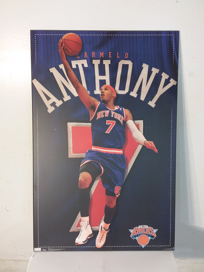 Carmelo Anthony Basketball Plaque Mounted Print