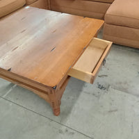 40"W Knotty Pine Coffee Table with Two Drawers