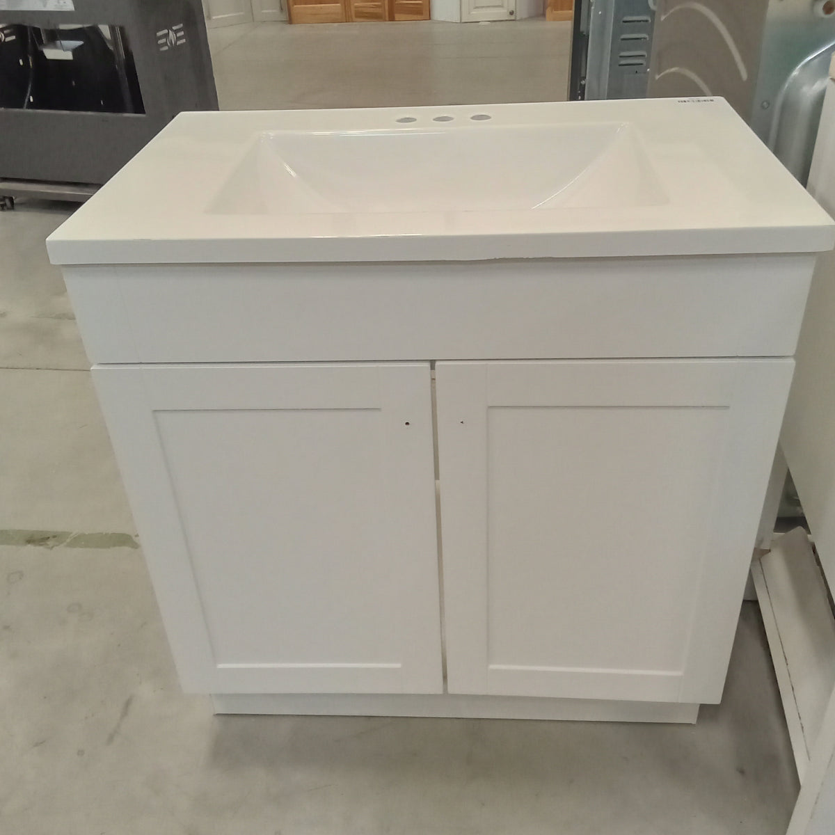 30"W Bathroom Vanity in White with Sink