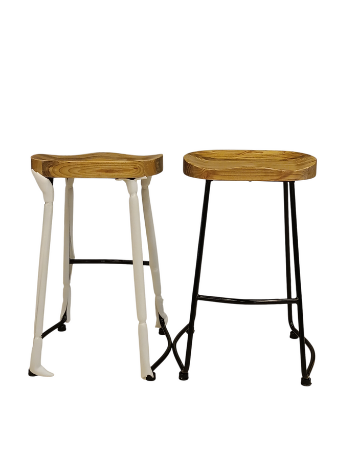 Rustic Edge - Wooden Bar Stool Set