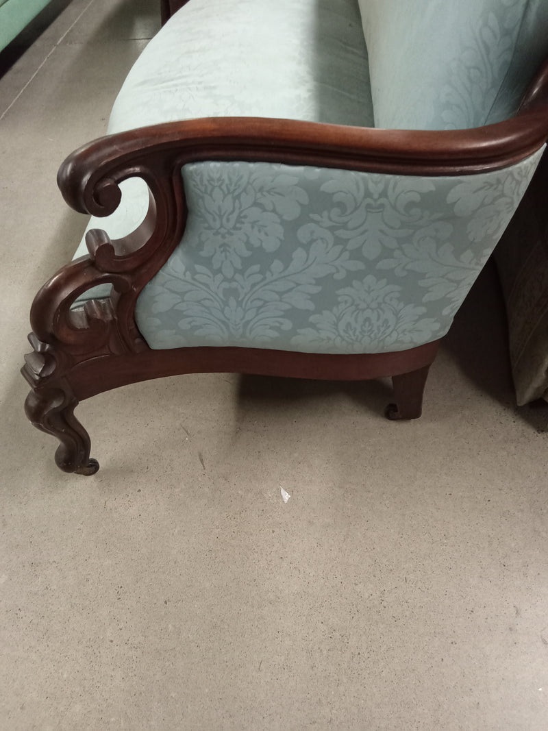 68"W Blue Fabric French Provincial Sofa