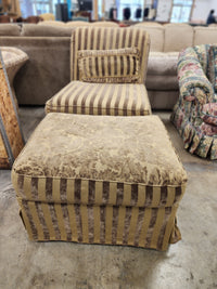 Classic Floral Armless Chair with Ottoman