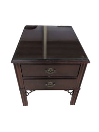 Strathrov Dark Brown Side Table w/ Glass top