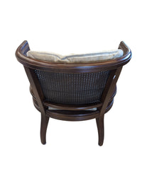 Vintage Cane‑Side Armchair with Tufted Cushions