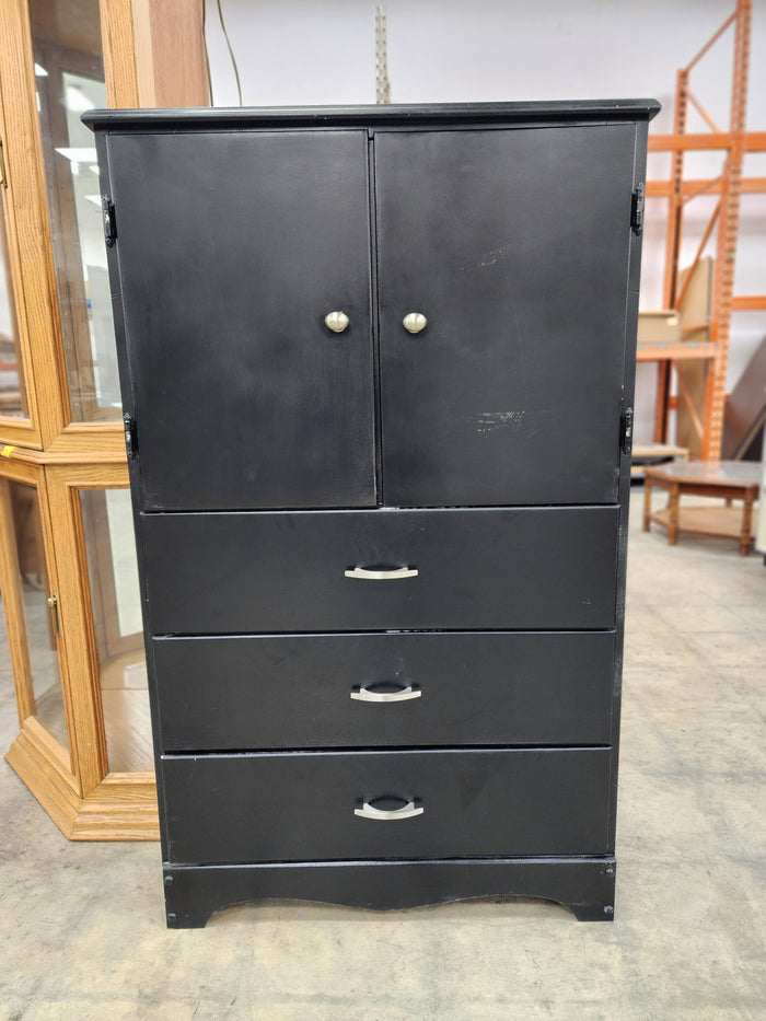 Black Cabinet with 2 Doors and 3 Drawers