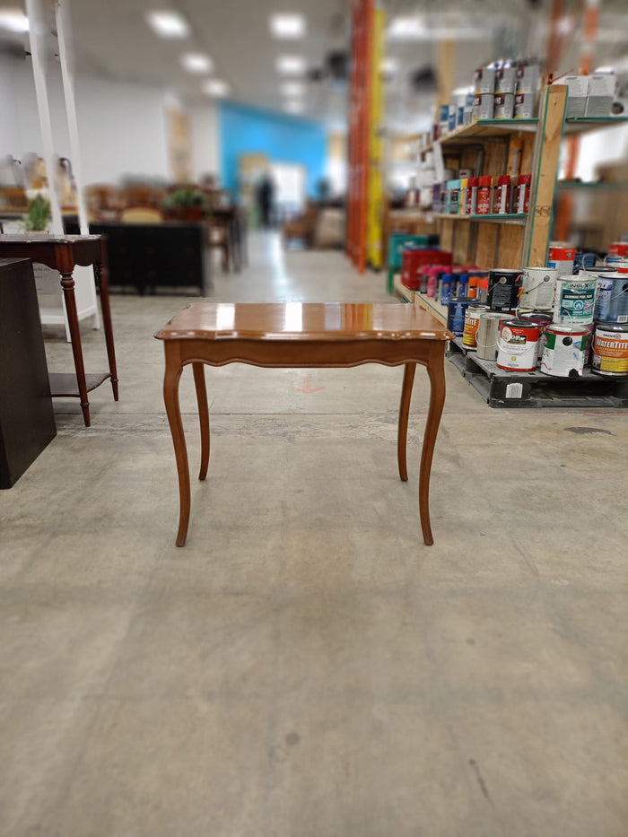 Walnut Wooden Side Table with Curved Legs