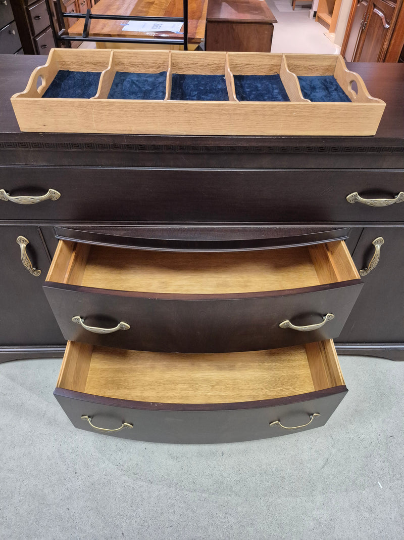 Dark Brown Buffet with Bow-Front Drawers