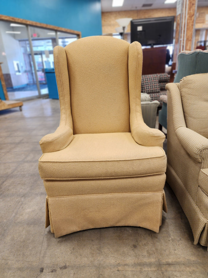 Yellowish Brown Wingback Armchair