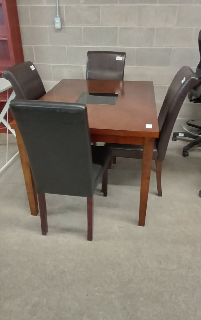 48"W Wood Dining Table with Four Parson's Chairs