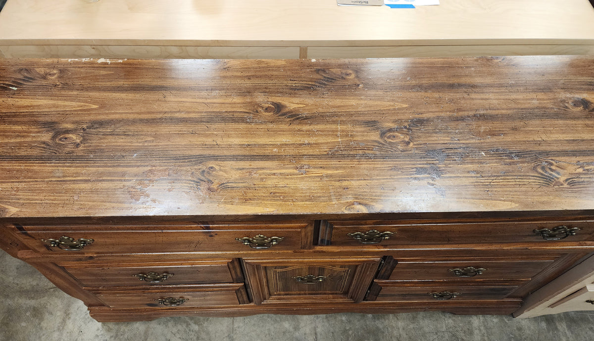 Brown Wood 6 Drawer Dresser with 1 Door
