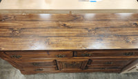 Brown Wood 6 Drawer Dresser with 1 Door