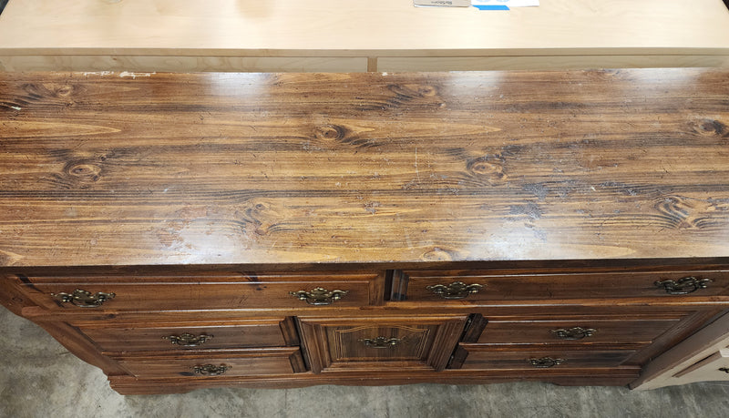 Brown Wood 6 Drawer Dresser with 1 Door