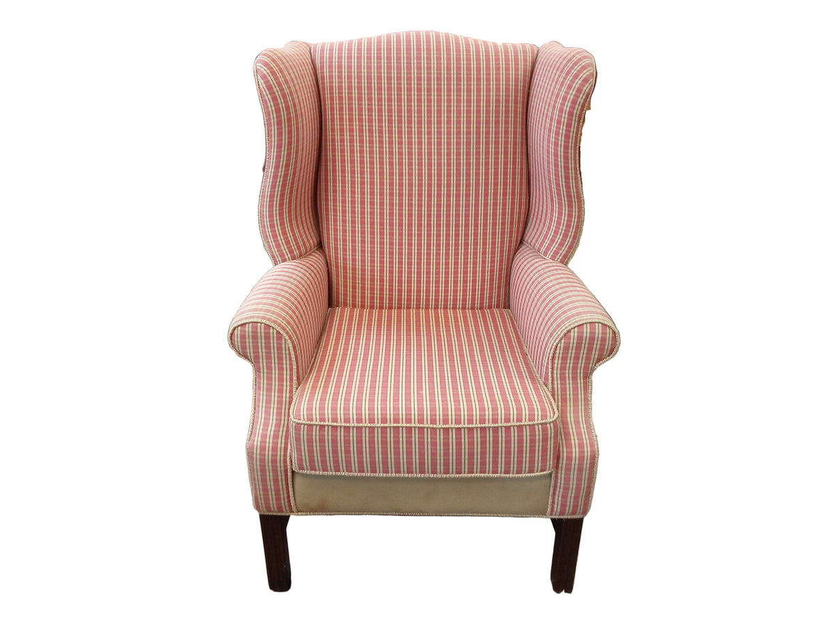 Red/Beige Wing Chair
