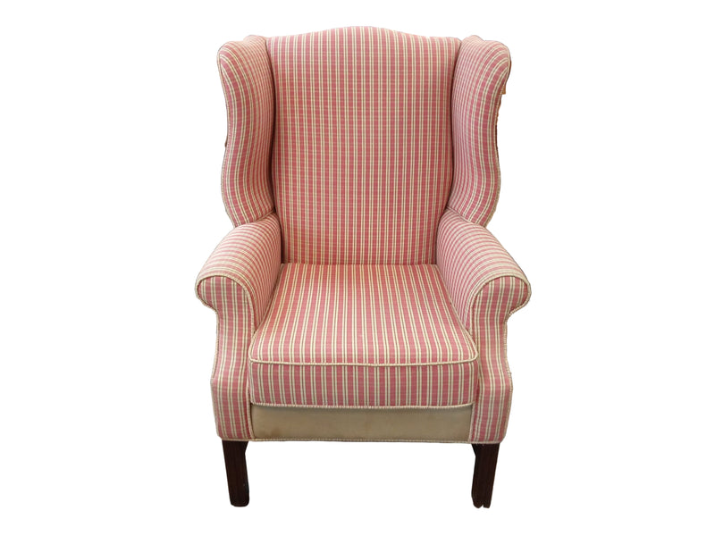 Red/Beige Wing Chair