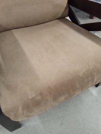 33"W Beige Suede-Style Armchair with Wooden Frame