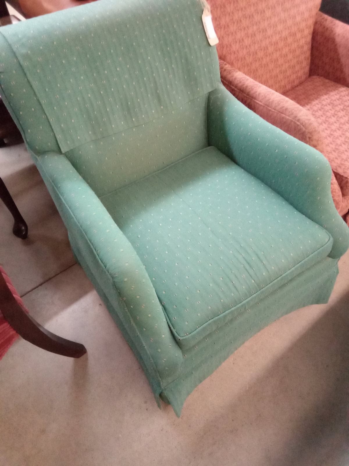 26"W Armchair in Green Fabric