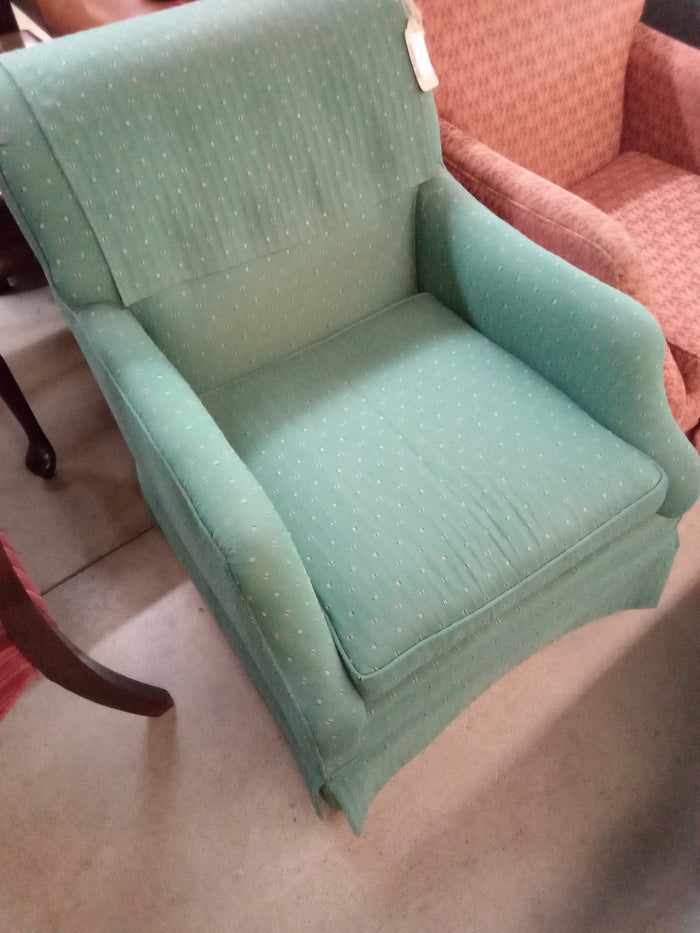 26"W Armchair in Green Fabric