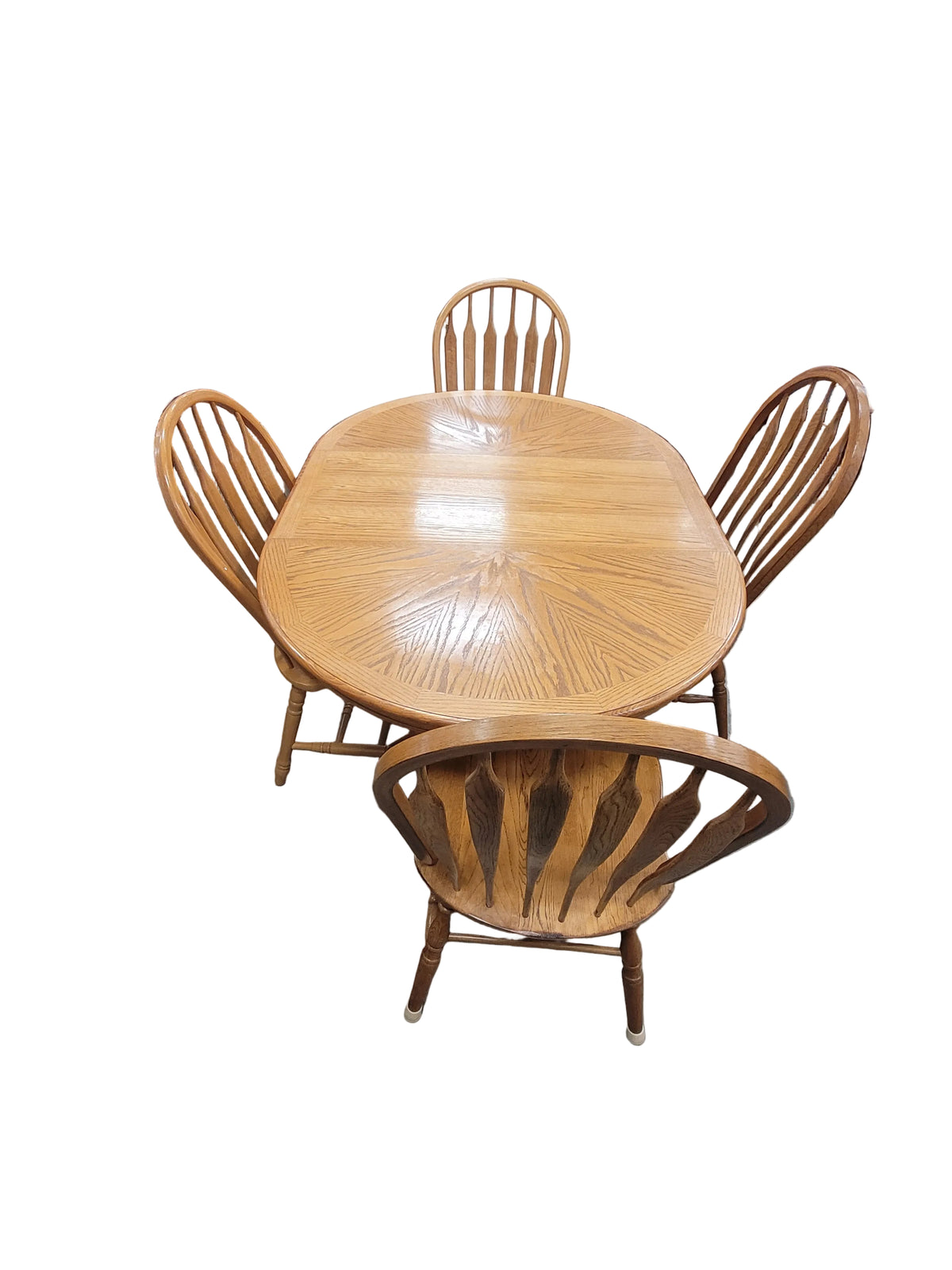Oak Pedestal Table W/ Windsor-Style Chairs