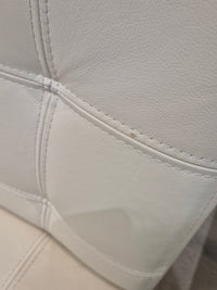 Leather Accent Chair - Off-White with Wood Frame