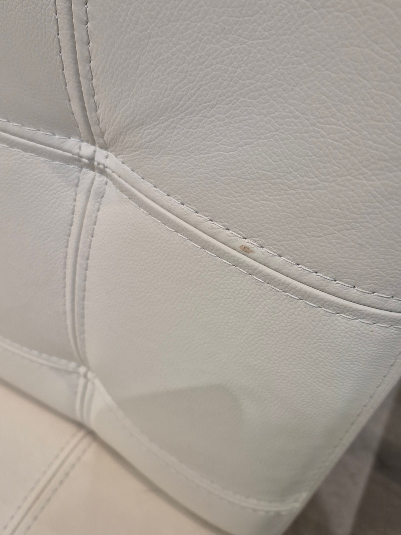 Leather Accent Chair - Off-White with Wood Frame
