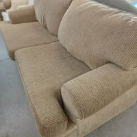 90"W Brown Fabric Love Seat