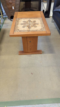 20"W Teak Side Table with Flower Tile