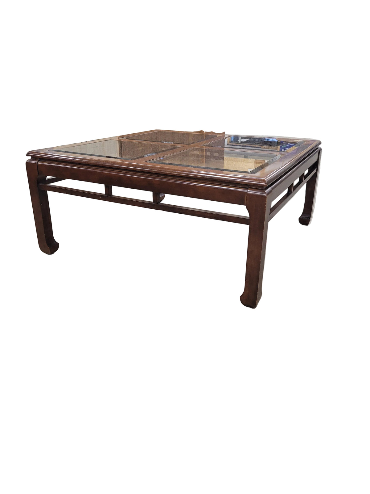 Asian-Inspired Coffee Table W/ Beveled Glass