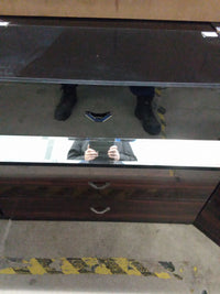 36"W Modern Black & Mirrored Glass 3-Drawer Cabinet