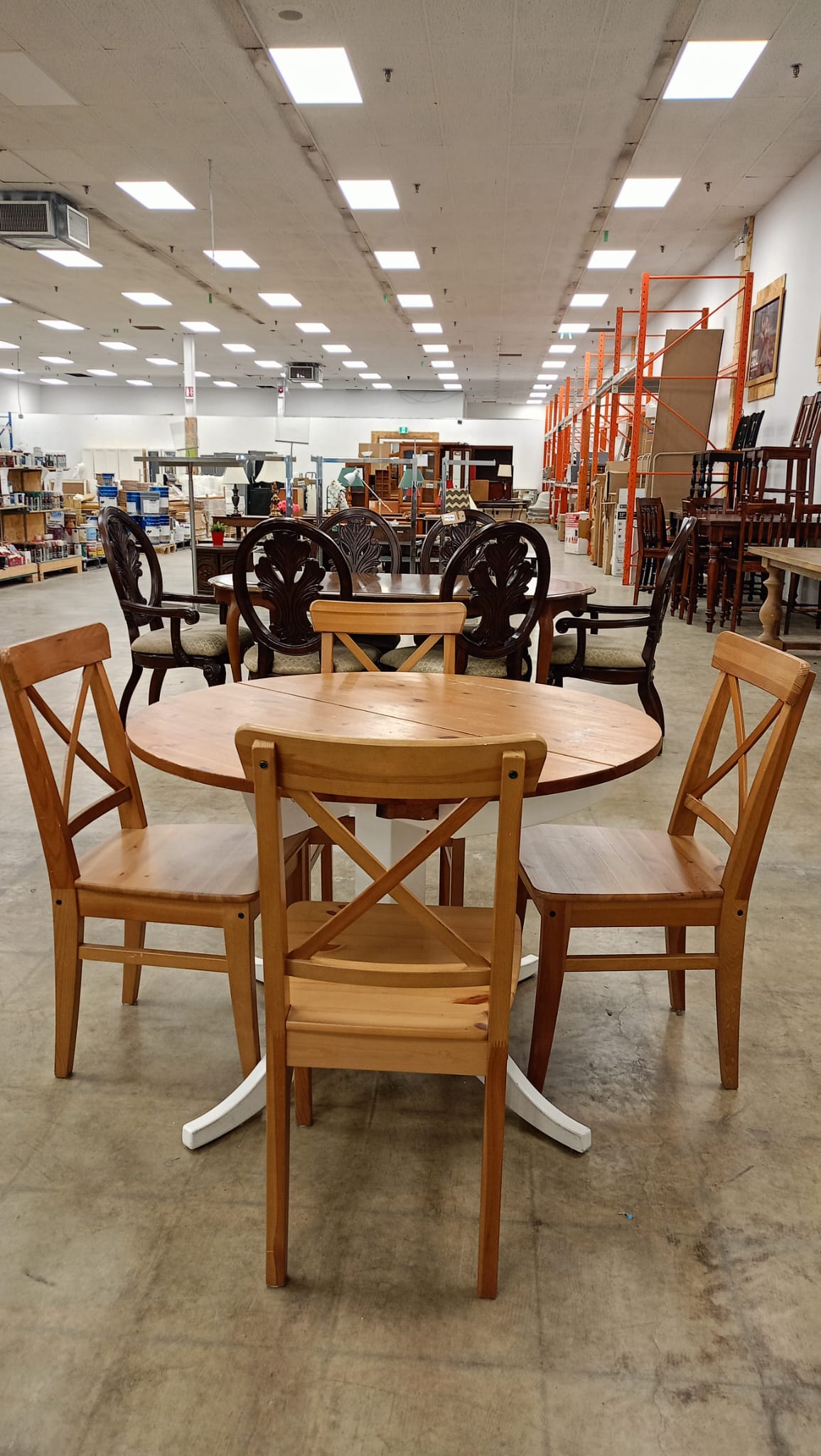 Wooden Round Table and 4 Chairs Dining Set