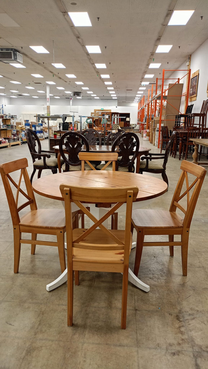 Wooden Round Table and 4 Chairs Dining Set