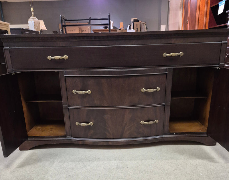 Dark Brown Buffet with Bow-Front Drawers