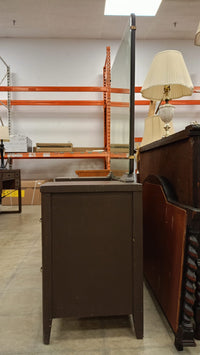 Dark Colored Antique Vanity with Rectangular Mirror