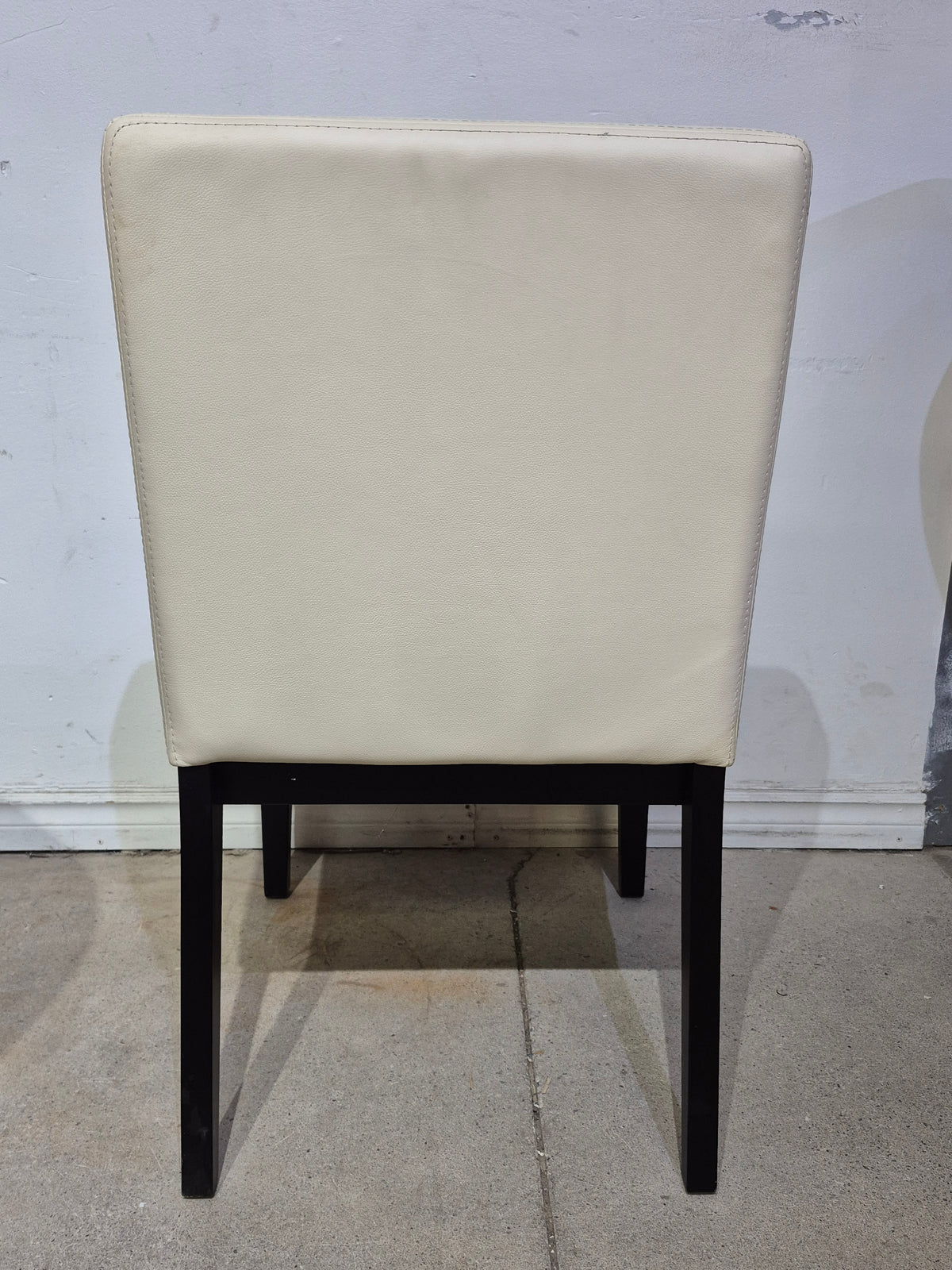 Leather Accent Chair - Off-White with Wood Frame