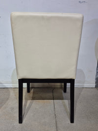 Leather Accent Chair - Off-White with Wood Frame