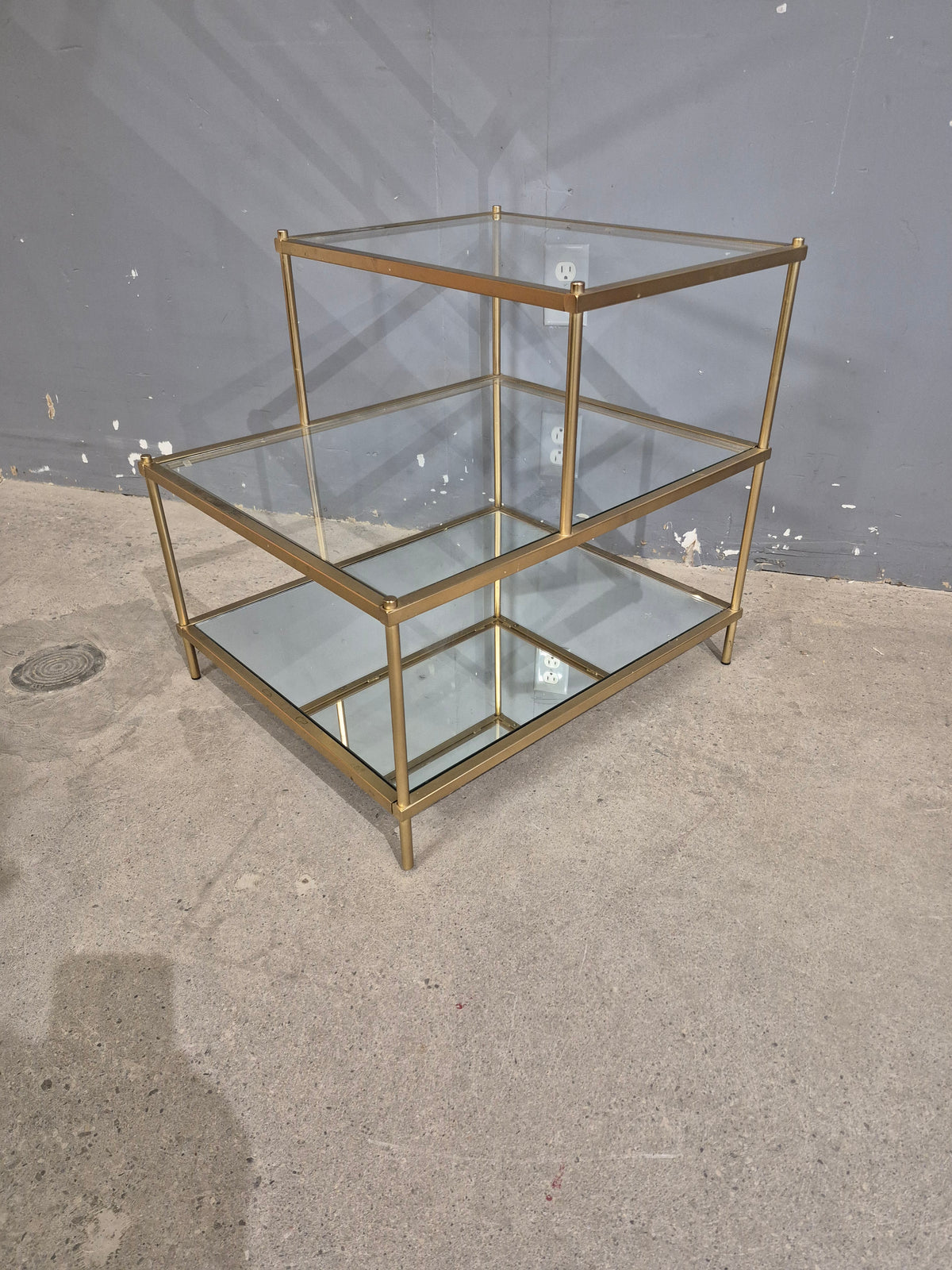 Brass-Look and Glass Side Table