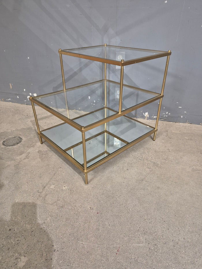 Brass-Look and Glass Side Table