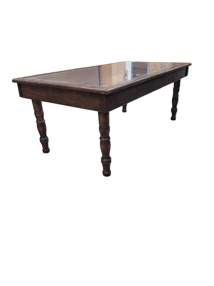 Rectangular Wooden Coffee Table With Glass Insert Top