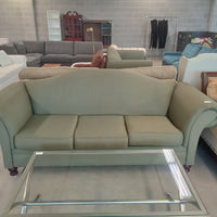 92"W Green Fabric 3-Seat Sofa