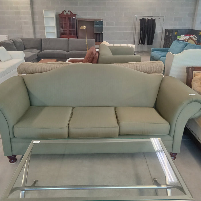 92"W Green Fabric 3-Seat Sofa