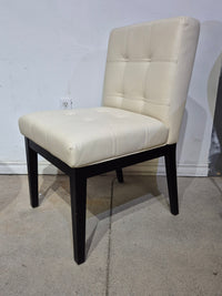 Leather Accent Chair - Off-White with Wood Frame