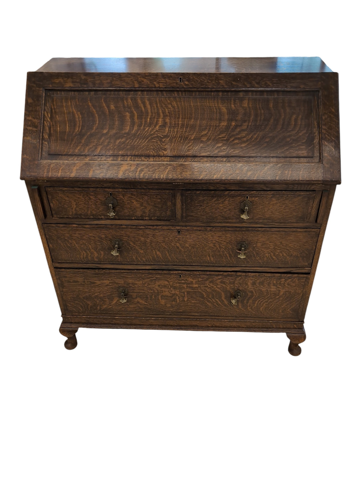 English Antique Secretary Desk - Tiger Wood